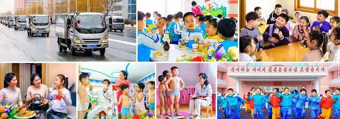  국가에서 젖제품을 매일 공급받으며 무럭무럭 자라는 조선의 어린이들