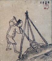 Drawing water into rice paddy