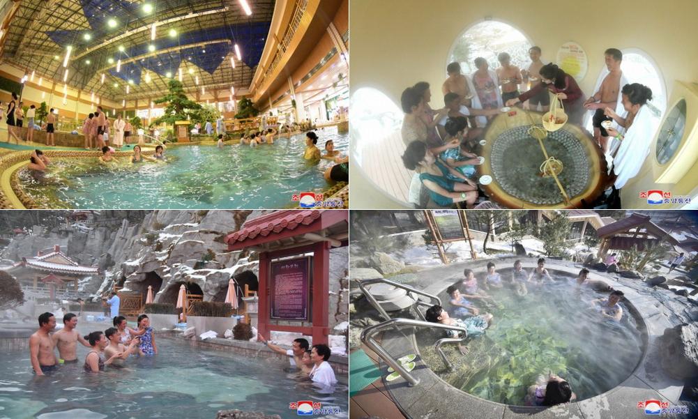 Working people enjoying themselves at the Yangdok Hot Spring Resort