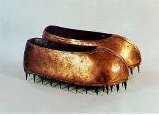 shoes made of gold and copper