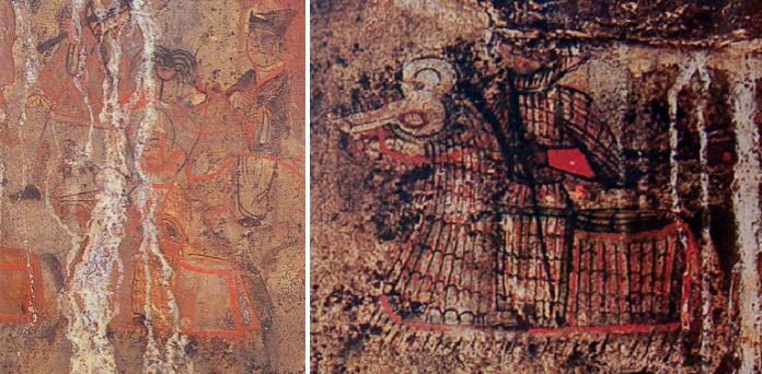 leather armour(left) and iron armour(right) portrayed in mural painting of king Kogukwon
