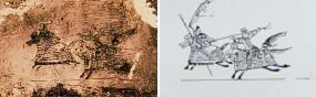 the battle scene of Kaema warrior portrayed in Three-room Tomb