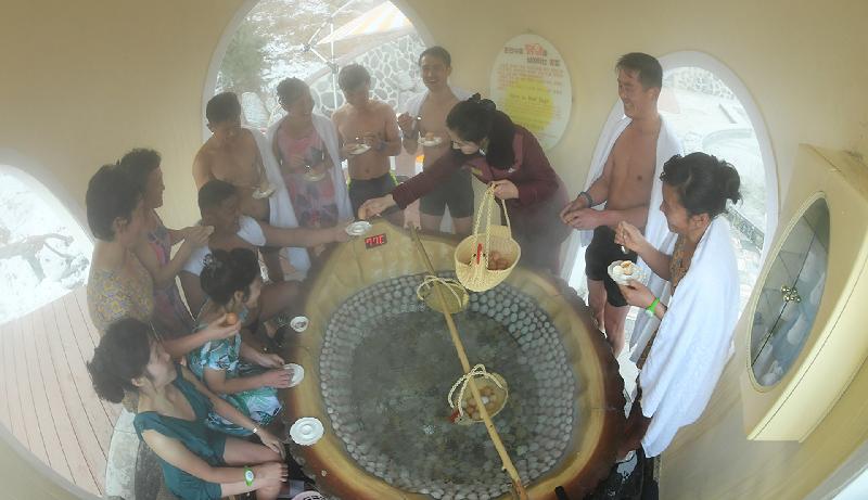Egg-boiling site at the Yangdok Hot Spring Resort