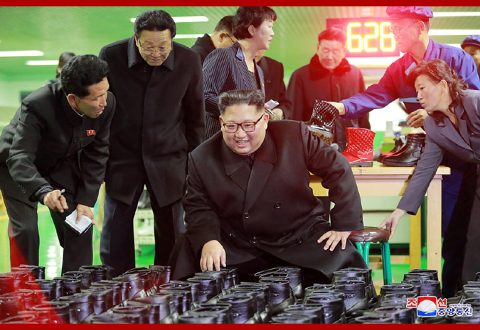 Supreme Leader Kim Jong Un Visits Wonsan Leather Shoes Factory