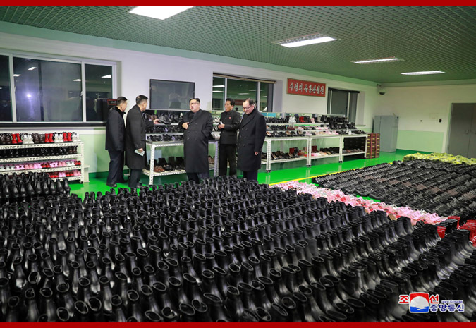 Supreme Leader Kim Jong Un Visits Wonsan Leather Shoes Factory