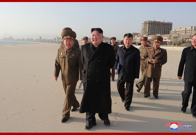 Supreme Leader Kim Jong Un Inspects Wonsan-Kalma Coastal Tourist Area under Construction