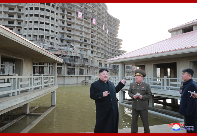 Supreme Leader Kim Jong Un Inspects Wonsan-Kalma Coastal Tourist Area under Construction