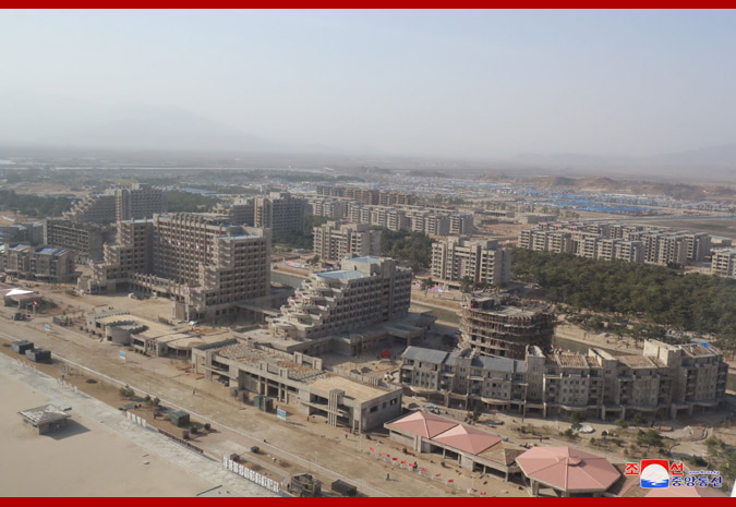 Supreme Leader Kim Jong Un Inspects Wonsan-Kalma Coastal Tourist Area under Construction