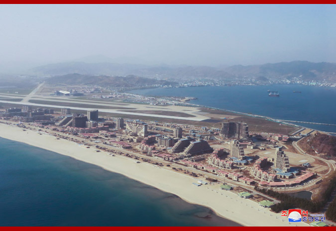 Supreme Leader Kim Jong Un Inspects Wonsan-Kalma Coastal Tourist Area under Construction