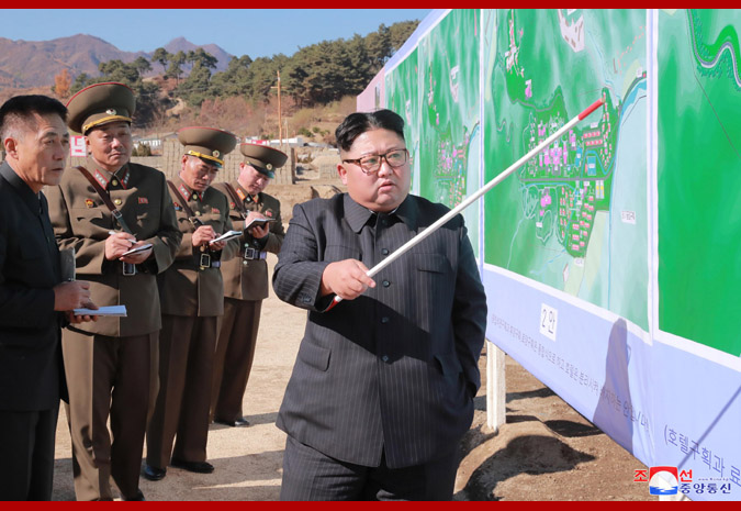 Supreme Leader Kim Jong Un Inspects Construction Site of Hot Spring Tourist Area in Yangdok County, South Phyongan Province