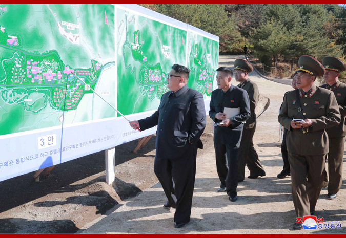 Supreme Leader Kim Jong Un Inspects Construction Site of Hot Spring Tourist Area in Yangdok County, South Phyongan Province