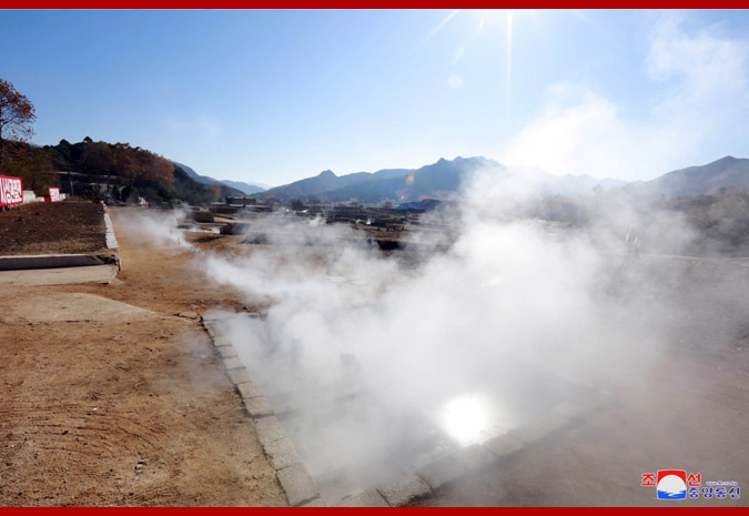 Supreme Leader Kim Jong Un Inspects Construction Site of Hot Spring Tourist Area in Yangdok County, South Phyongan Province