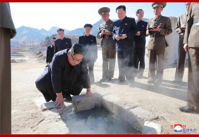 Supreme Leader Kim Jong Un Inspects Construction Site of Hot Spring Tourist Area in Yangdok County, South Phyongan Province