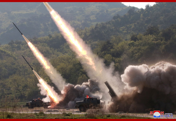 Supreme Leader Kim Jong Un Guides Strike Drill of Defence Units in Forefront Area and on Western Front